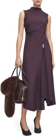 Mango Mock Neck Midi Dress in Wine at Nordstrom, Size 6