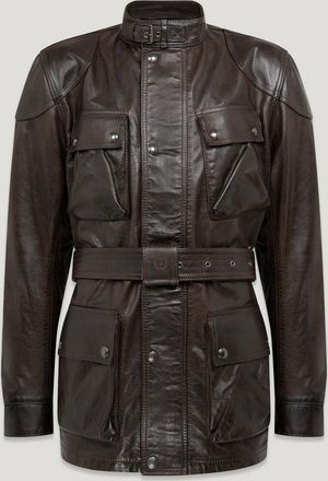 Belstaff Trialmaster Motorcycle Jacket Mens Hand Waxed Leather Blackbrown Size 2XL
