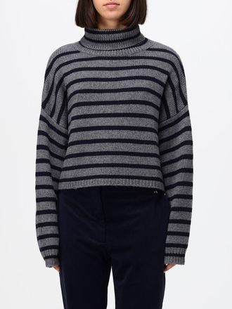 Lisa Yang Dolcevita in puro cashmere a righe bicolor con spalle scese