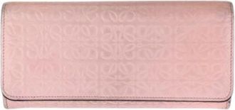 Loewe Pre-owned Wallets, female, Pink, Size: ONE SIZE Pre-owned Anagram Leather Long Wallet