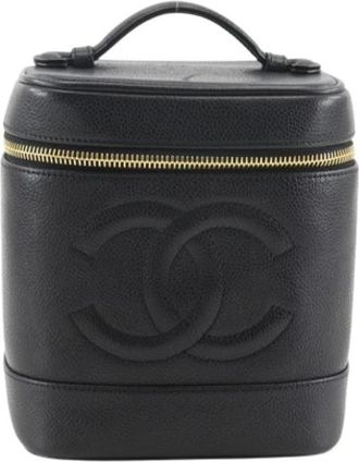 Chanel Pre-owned Handbags, female, Black, Size: ONE SIZE Pre-owned Coco Mark Caviar Skin Vanity Pouch