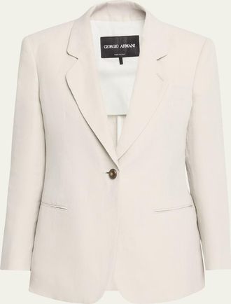 Giorgio Armani Linen Single-Breasted Blazer Jacket