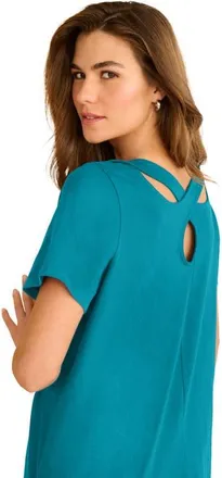Roaman's Plus Size Ultimate Criss Cross Back Tunic in Deep Turquoise at Nordstrom, Size 16