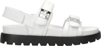 Tory Burch Platform Flat Sandal - Dames - Sandalen - Wit - 40 EU - Leer - Schoenen