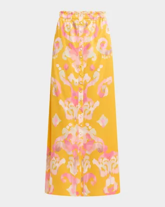 Figue Bastien Button-Front Silk Maxi Skirt