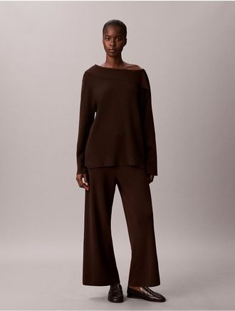Calvin Klein Womens Sweater Knit Pull-On Pants - Brown - XS