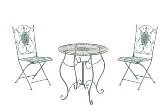 Clp Conjunto De Mesa & 2 Sillas Plegables Aldeano Verde Antiguo