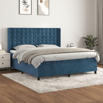 vidaXL Vidaxl - Cama Box Spring Con Colch&oacute;n Terciopelo Azul Oscuro 160x200 Cm