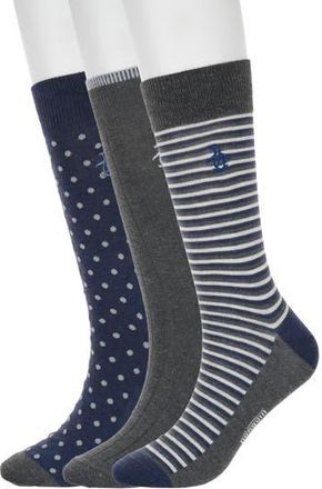 Original Penguin Augustin Stripe Assorted 3-Pack Crew Socks in Grey at Nordstrom Rack