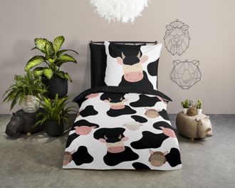 Good Morning Kinderbettwäsche »Marjolijn« 2 Stk. tlg. 100% Baumwolle, 135x200, Reissverschluss, Wendeoptik, Kind, Kuh