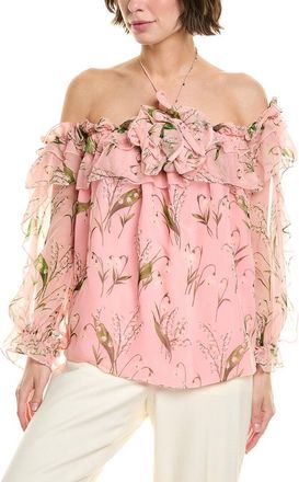 Carolina Herrera Ruffle Silk Top