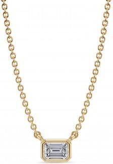 Allurez Emerald Lab Diamond Solitaire Pendant Necklace 14K Yellow Gold (0.25ct)