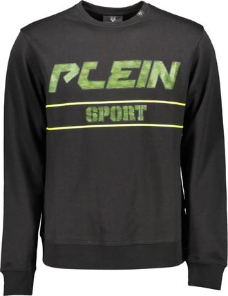 Plein Sport Zwarte sweatshirt met lange mouwen en print - Heren - Sportshirts - Zwart - M - Fitness