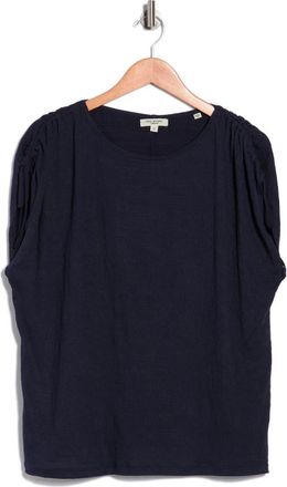 Max Studio Ruched Shoulder Crinkle Knit Top in Navy at Nordstrom Rack, Size 2X