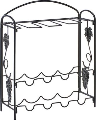 Beliani Beliani - Botellero industrial brillante de hierro metal para botellas y copas de vino negro Donegal