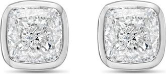 Diana M. Jewels 14KT WHITE GOLD LAB GROWN CUSHION CUT STUDS IN A BEZEL SETTING WEIGHING 9.00 CTS TW