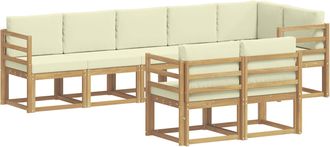 vidaXL Conjunto De Sof&aacute;s De Exterior 8 Uds. Blanco Y Crema Poli&eacute;ster Vidaxl
