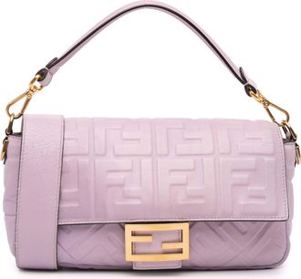 Fendi Pre-owned Womens Baguette Shoulder Bag Ff Logo - Lilac Leather - One Size