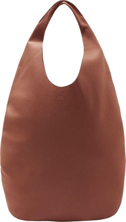 A.P.C. Brown Le Neige Gold Embossed Logo Cowhide Leather Tote Bag