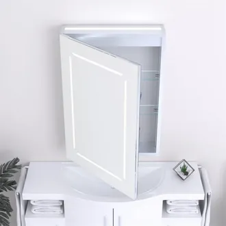 Clifton 70cm Tall LED (Rectangle) Bathroom Wall Mirror Cabinet in Natural