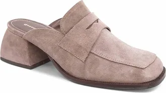 Chocolat Blu Womens Delilah Chunky Heel Mule In Fog Suede