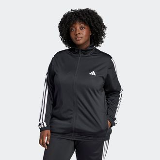 adidas Trainingsjacke ADIDAS SPORTSWEAR TRICOT 3-STREIFEN - GROSSE GR&Ouml;SSEN, Damen, Gr. 2X, schwarz-weiss (schwarz, wei&szlig;), Obermaterial: 100% Polyester, Jacke