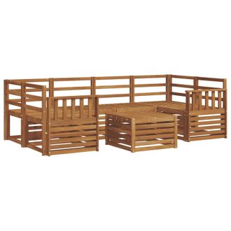 vidaXL Set Di Divani Da Esterno 7 Pz Naturale Legno Di Acacia Massello Vidaxl