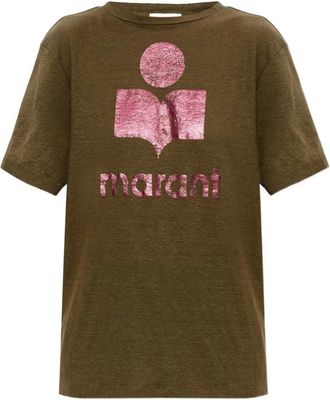 Isabel Marant Zewel Linen T Shirt With Print