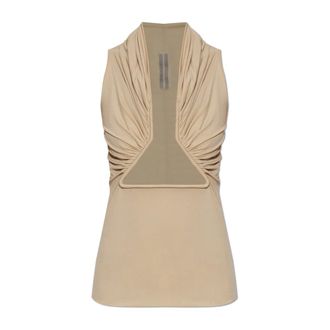 Rick Owens Sleeveless Tops, female, Beige, Size: S Prong Top
