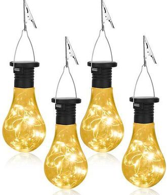 OEM Faroles Solares Para Exteriores (4 Unidades), Luces Solares Para Jard&iacute;n Con Clips, Bombillas Solares Colgantes