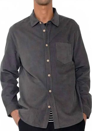 Folk Direction Babycord Shirt Top In Charcoal