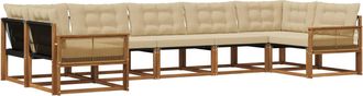 vidaXL Conjunto De Sof&aacute;s De Exterior 7 Uds. Natural Y Beige Vidaxl