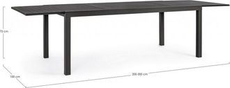 BIZZOTTO Mesa De Exterior Hilde En Aluminio Antracita Extensible 200-300x100x H75 Cm