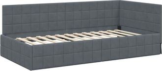 vidaXL Corner Bed Frame with Headboard Dark grey 100 x 200 cm Velvet vidaXL