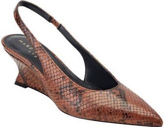 Marc Fisher Taten Slingback Pointed Toe Wedge Pump in Dark Natural 120 at Nordstrom, Size 9.5