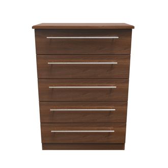 Welcome Furniture Sofia Ready Assembled 5 Drawer Chest in Noche Walnut - Welcome Furniture | TJ Hughes