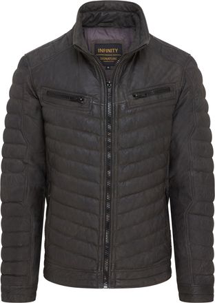Infinity Leather Heren Khaki Groen Gewatteerd Puffer Leren Bomberjack - Torpoint