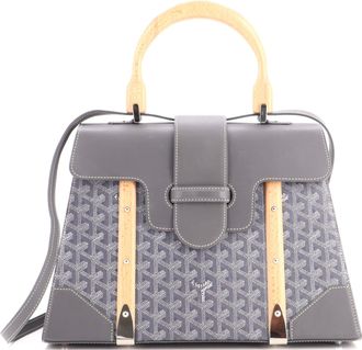 Goyard Saigon Top Handle Bag Coated Canvas with Leather MM