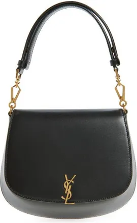 Saint Laurent Mini Voltaire Box Leather Top Handle Bag in Noir at Nordstrom