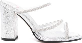 Bettina Vermillon 85mm Carmen sandals - women - Calf Leather/Calf Leather/Calf Leather/PVC/PVC - 36 - Silver