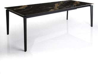 Oresteluchetta Mesa extensible cer&aacute;mica/acero calacatta negro-gris 77,5x90x160-220