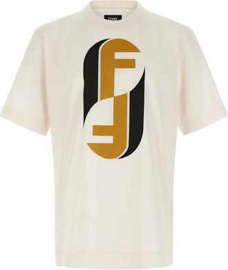 Fendi T-shirt con monogramma Fendinity - Toni neutri