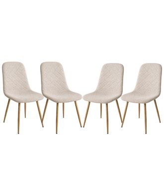Home Heavenly Pack 4 sillas tapizadas en tela beige patas color roble