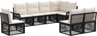 vidaXL Conjunto De Sof&aacute;s De Jard&iacute;n 8 Uds. Negro Rat&aacute;n Sint&eacute;tico Vidaxl