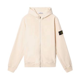 Stone Island Zip-throughs, male, White, Size: S White Sweater with Hood and Zip