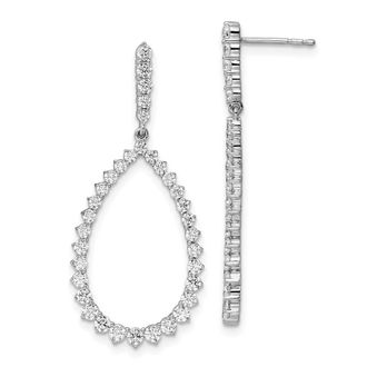 Diamond2Deal 14k White Gold 1 1/2 ct Lab Grown Diamond Fancy Dangle Hoop Earrings VS Clarity, D-E Color