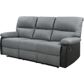 Habitat et Jardin Habitat Et Jardin - Divano reclinabile Lincoln - 197 x 89 x 103 cm - 3 posti a sedere - Nero / Grigio scuro