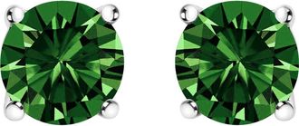 House of Brilliance 14K Gold 1 1/2 Cttw Lab Grown Green Diamond Classic Solitaire Stud Earrings in White at Nordstrom