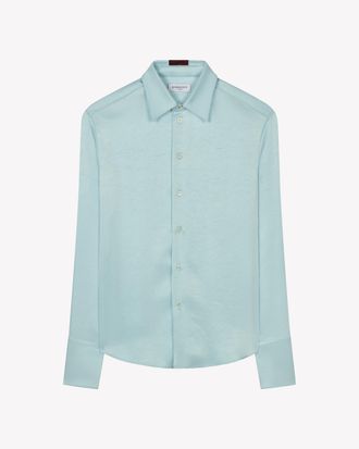 Serena Bute Satin Paris Shirt - Pale Blue