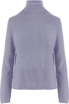 Allude Lilac Patterned Knit Turtleneck Cashmere Sweater